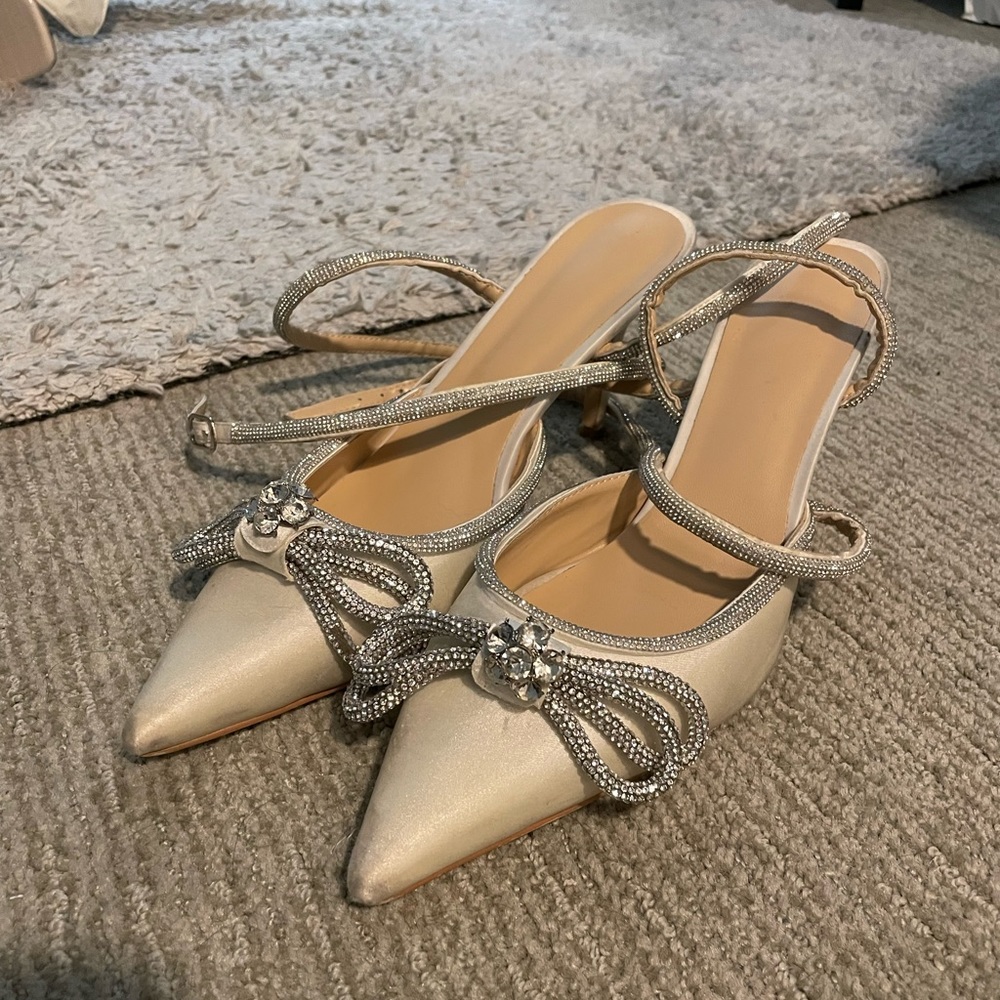 Rhinestone Satin Pointed Toe Stiletto